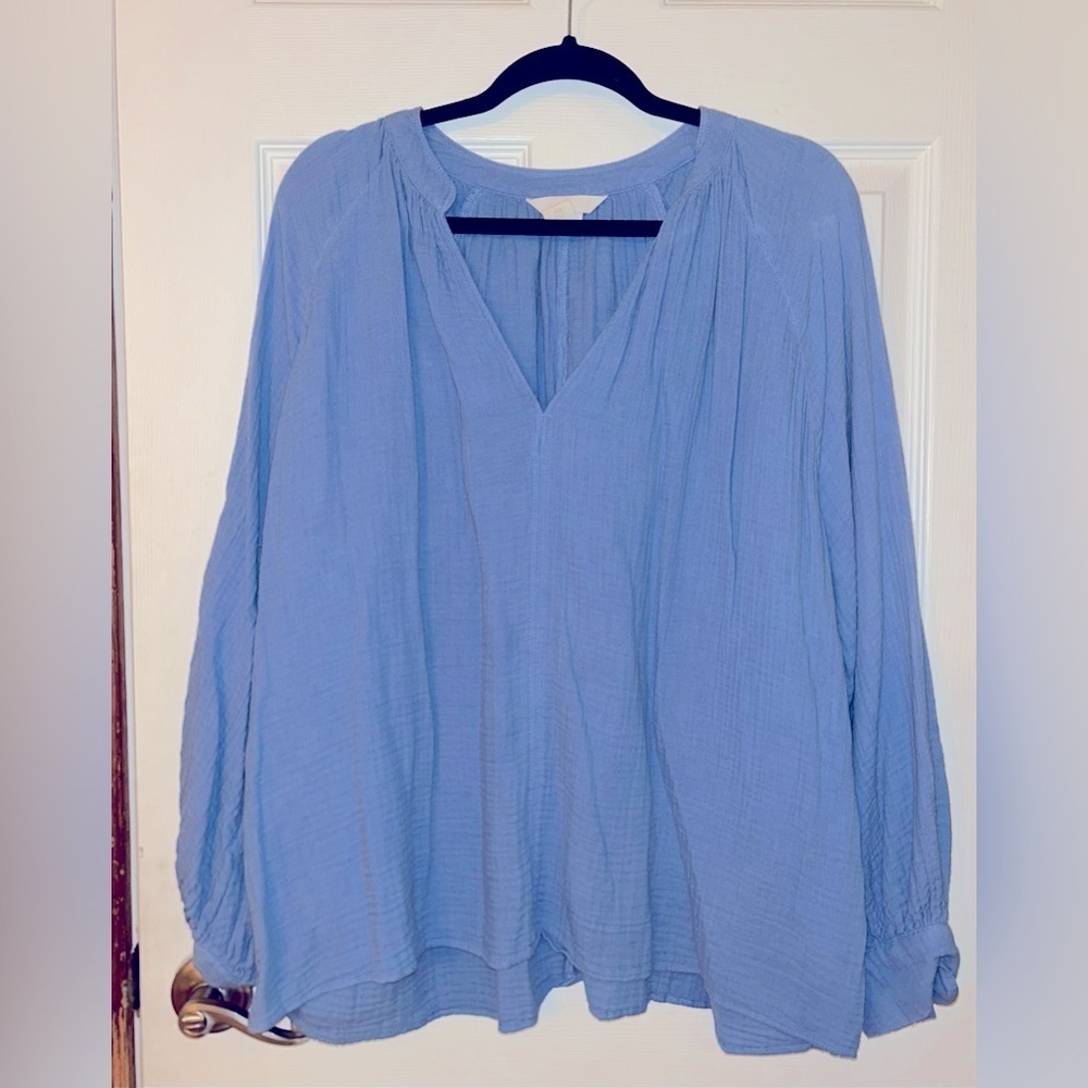 H&M Blue Long Sleeve V-Neck Top XL